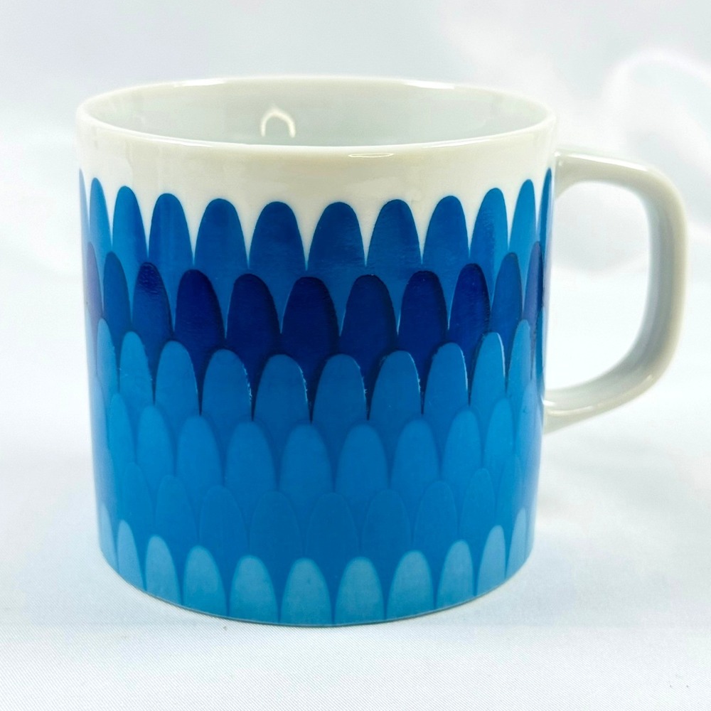 Vintage 1968 Holt Howard Blue Mermaid Scale Ceramic Coffee Mug MCM Ombre BEAUTY